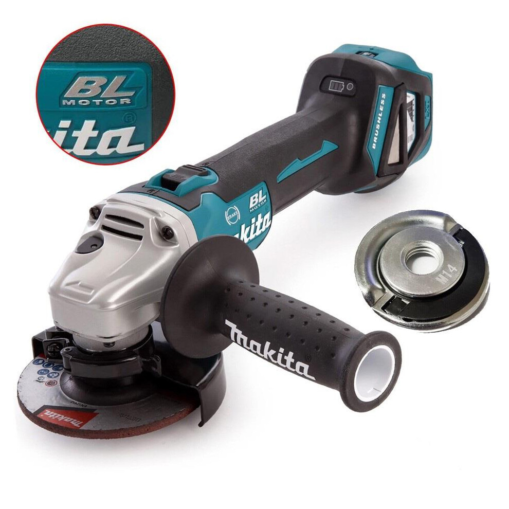 Makita DGA463Z 18v Cordless Brushless 115mm Angle Grinder Bare Tool + Flange Nut