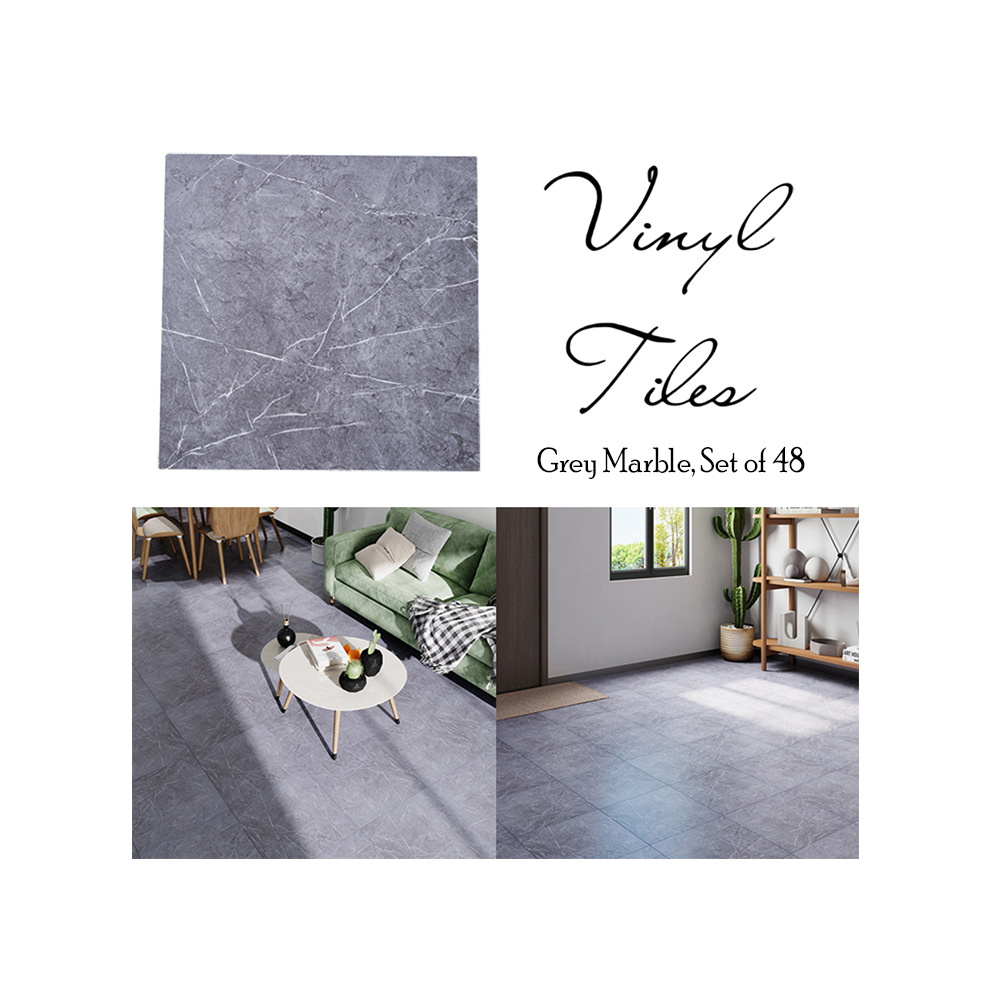 48Pcs Grey Stone Effect PVC Flooring Tiles