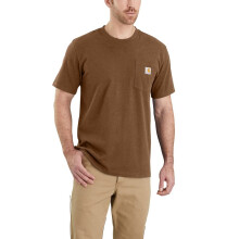 Carhartt Herrars Avslappnad Passform Tung T-shirt med Fickor, Oiled Walnut Heather, Medium
