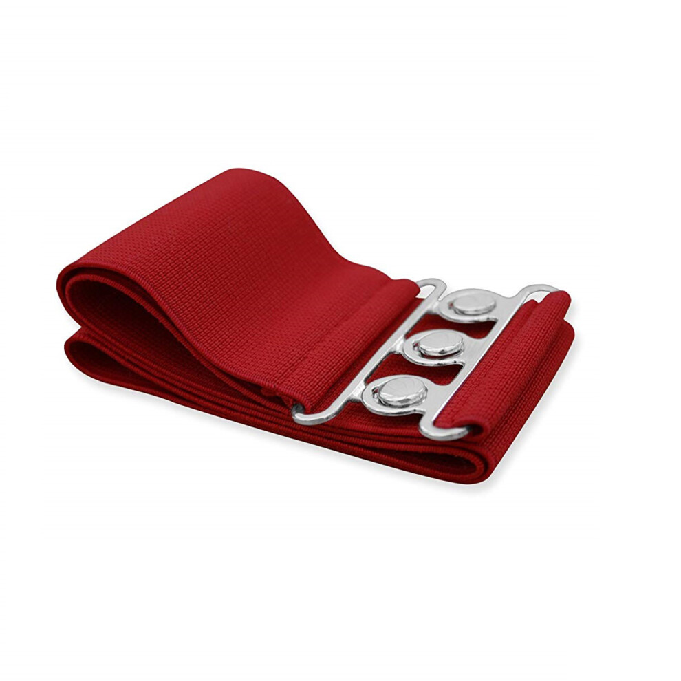 (Red, XS - 25" - 28") Women's Elastic Waist Belt, Elasticated Stretch Waistband Retro Cinch Belt with Clip-On Buckle for Women Dresses, Western Outfit-image-OPC-PG6FRQV-NEW
