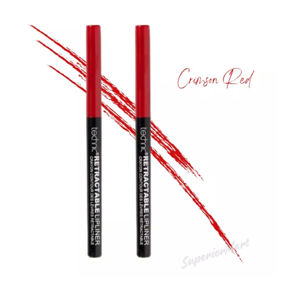 2xTechnic Lip Liner Twist Up Pencil Crayon Crimson Red (2-pack)