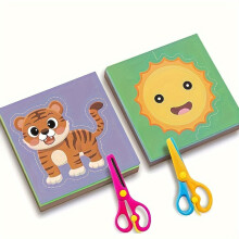 (Random Color) 120pcs creative paper-cut set of animals, transportation, daily necessities, fruits, handmade DIY paper-cutting