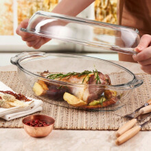 Oval Casserole Roasting Baking Cooking Non Stick with Lid 2.85L