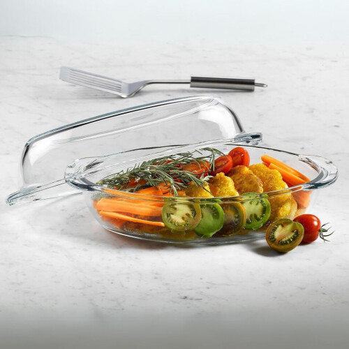 Oval Casserole Roasting Baking Cooking Non Stick with Lid 2.85L 2