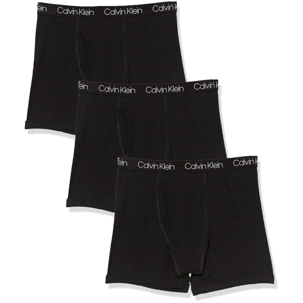 Calvin Klein Boys' Cotton Boxer Briefs Underwear 3-Pack  Black/Black/B