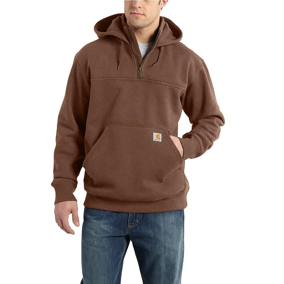 Carhartt Men's Big & Tall Rain Defender Loose Fit Heavyweight Quarter-Zip Sweatshirt  Mocha Heather