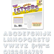 TREND ENTERPRISES Silver Sparkle 4"" Lssige UC-Ready-Buchstaben T-1613
