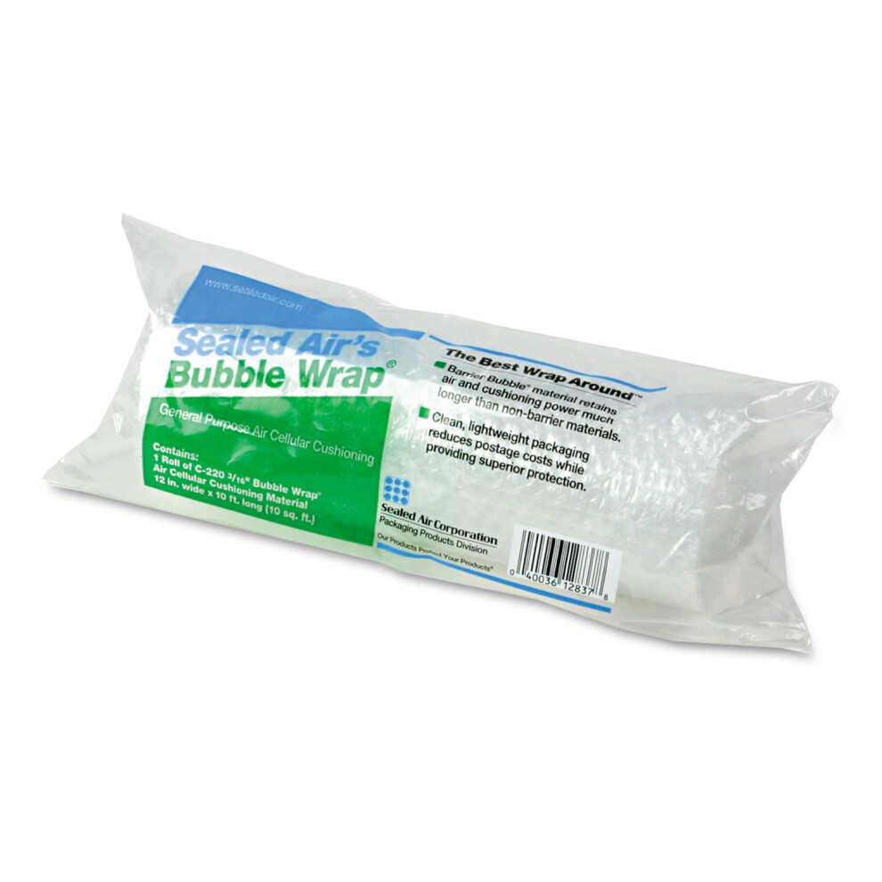 Sealed Air Bubble Wrap Cushioning Material 12-Inch x 10-Feet Roll 3/16-Inch Bubble (SEL10601)