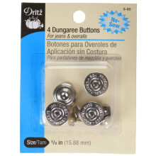 Dritz 9-65 nasturi fara cusut pentru salopeta, nichel, 5/8-inch, 4 buca?i