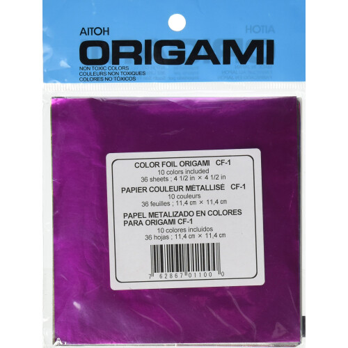 Origami Paper 4.5X4.5 36/Pkg Assorted Foil