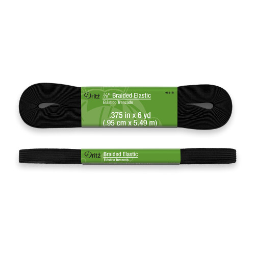 Dritz tran   ado x el   stico preto de 3/8 polegadas por 6 jardas 1