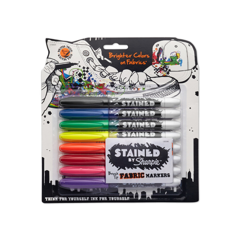 Sharpie Stained Fabric Markers  Brush Tip  Assorted Colors  8 Count