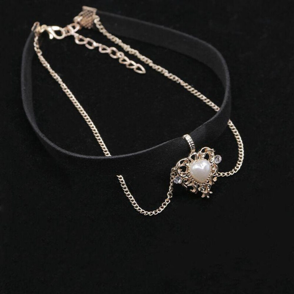 Vintage Black Love Heart Pendant Necklace For Women Gifts
