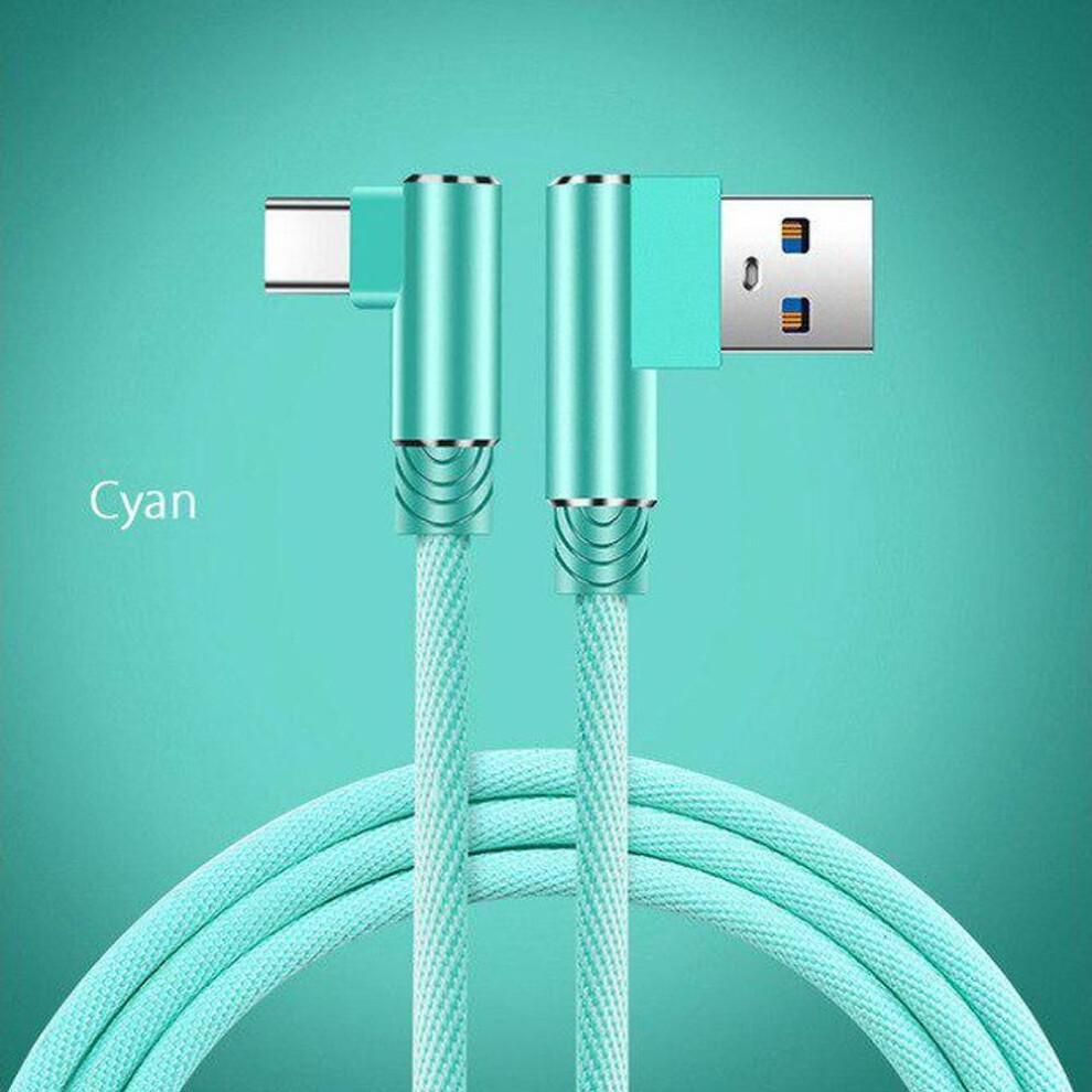 (green, 2M) Type C Cable For Xiaomi Redmi Note 8 Pro Mi 9t A3 7 Samsung A50 A70 Honor 9x Tipo C Fast Charging Cabel 90 Degree Phone Charger