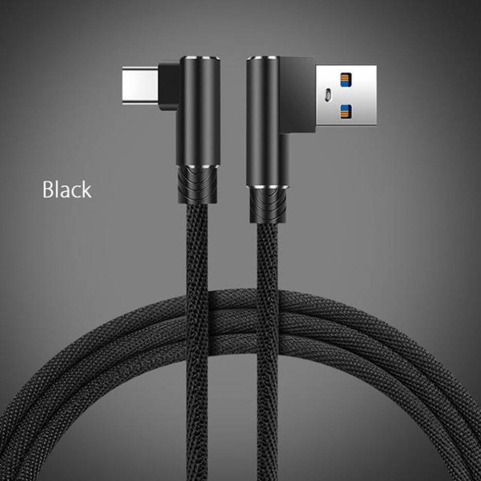 (black, 2M) Type C Cable For Xiaomi Redmi Note 8 Pro Mi 9t A3 7 Samsung A50 A70 Honor 9x Tipo C Fast Charging Cabel 90 Degree Phone Charger