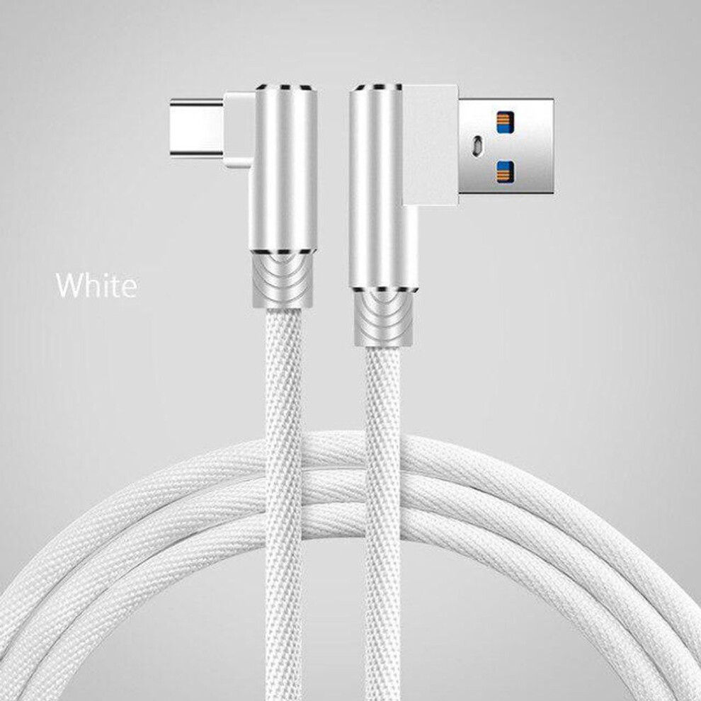 (white, 1M) Type C Cable For Xiaomi Redmi Note 8 Pro Mi 9t A3 7 Samsung A50 A70 Honor 9x Tipo C Fast Charging Cabel 90 Degree Phone Charger