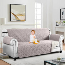 (Cream Beige, 3 Seater Sofa Cover) Reversible Quilted Waterproof Sofa Cover Recliner Chair & Pet Cover