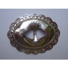 Conchos de fios perigosos 1 1/2 """" Oval Classic Western Bright Nickel 20 pe as #50385
