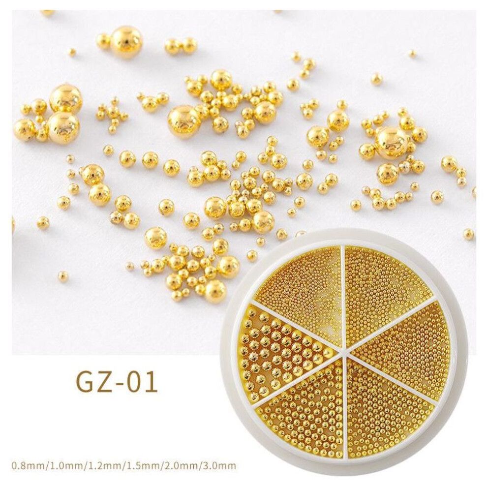 6 Grids Nail Art Tiny Steel Caviar Beads 0.8-3mm Mixed Size 3D Design Rose Gold Silver Jewelry Manicure DIY Decoration