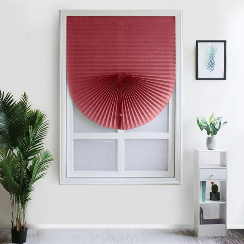 (red, 60X180cm) 1pc For Home Window Door Pleated Blinds Half Blackout Windows Curtains Self-adhesive