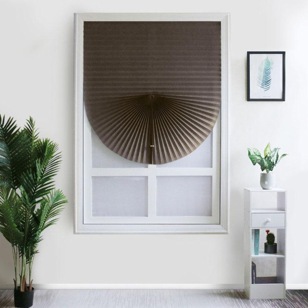 (coffee, 90X150cm) 1pc For Home Window Door Pleated Blinds Half Blackout Windows Curtains Self-adhesive