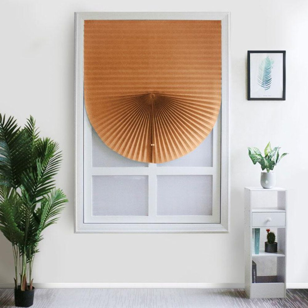 (brown, 60X180cm) 1pc For Home Window Door Pleated Blinds Half Blackout Windows Curtains Self-adhesive