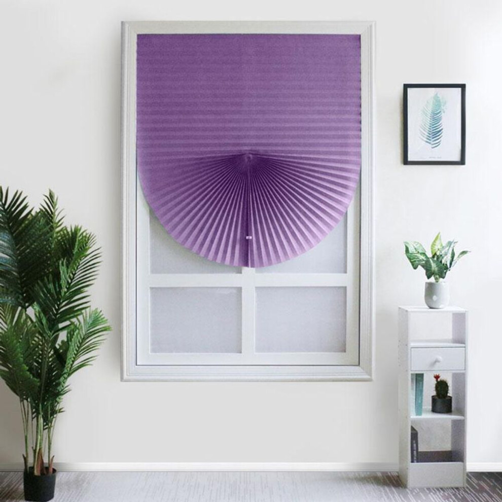 (purple, 60X180cm) 1pc For Home Window Door Pleated Blinds Half Blackout Windows Curtains Self-adhesive
