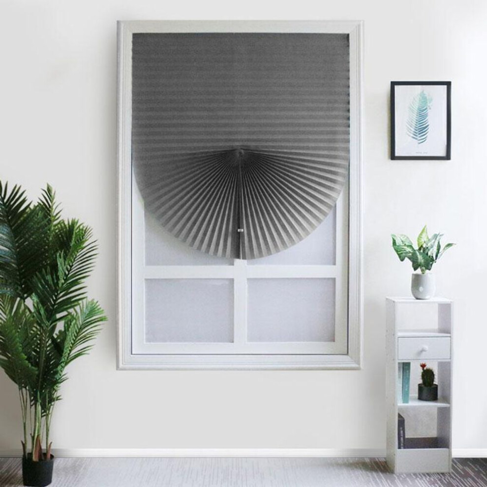 (gray, 90X150cm) 1pc For Home Window Door Pleated Blinds Half Blackout Windows Curtains Self-adhesive