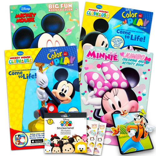 Disney Mickey Mouse Malbuch Super Set mit Aufklebern (4 Mickey Mo