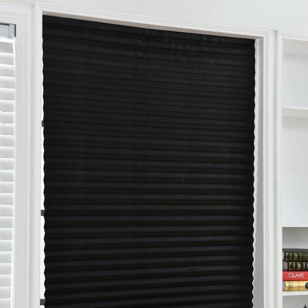(black, 60X150cm) 1pc For Home Window Door Pleated Blinds Half Blackout Windows Curtains Self-adhesive
