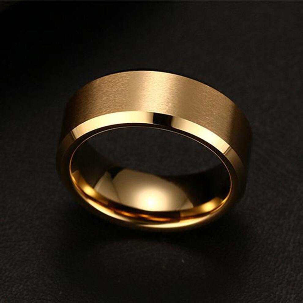(gold, 9) 8mm Titanium Steel Band Wedding Engagement Jewelry Black Men&apos;s Ring Fashion Party Ring Jewelry