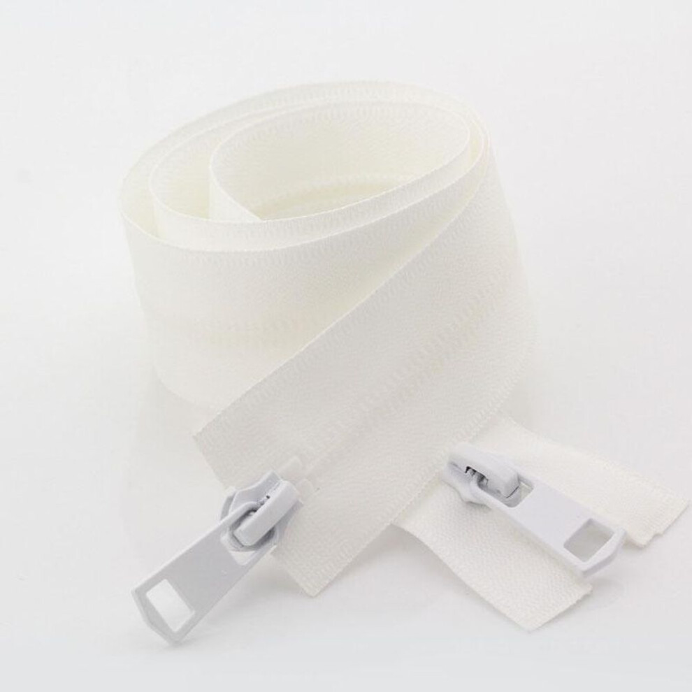 (white, 120cm) 1PC Craft Bag 5# Invisible Double Slider For Outdoor Jacket Nylon Waterproof Zipper DIY Sewing