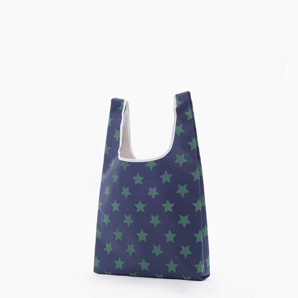 (Big blue Stars) 1pc Reusable Unisex Printing Eco Friendly Shopping Bag Foldable Shopping Bags Polyester Eco Grocery Carry
