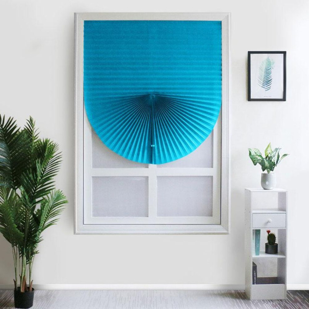 (blue, 60X180cm) 1pc For Home Window Door Pleated Blinds Half Blackout Windows Curtains Self-adhesive