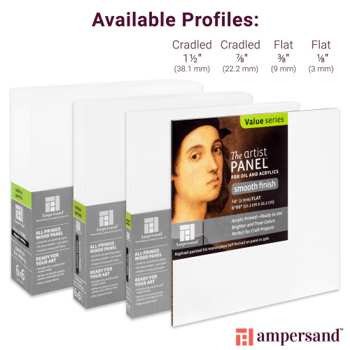 Ampersand Art Supply Πάνελ Ζωγραφικής Ξύλινο Γέσο: Ξεχωριστό Λείο, 10" x 10", 1/8" Flat Profile 2