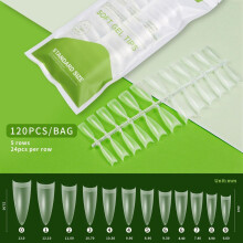 (05) 120Pcs Ultra-thin Soft Gel Tips, Transparent Traceless False Nail Tips, Press on Coffin Nails for Natural Look Manicure