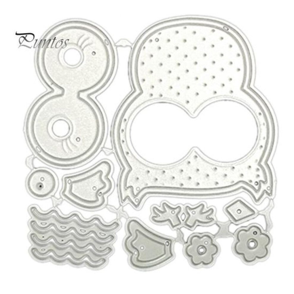 (silver) Cut Stencil Durable Decorative Reusable Owl Shape Metal Cutting Diy Scrapbook Decor Souvenir Gift