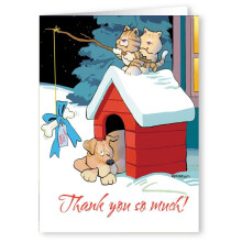 Cute Cat & Dog Tak Boxed Note Card - 10 Tak Note Cards and Convolles