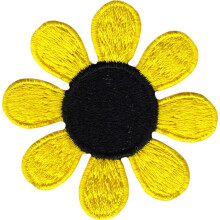 Daisy Flower - Yellow with Black Center - Embroidered Sew or Iron on P