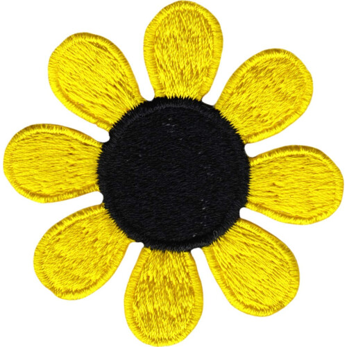 Dell Gnseblmchenblume  Gelb mit schwarzer Mitte  bestickter Aufnher oder Aufnher