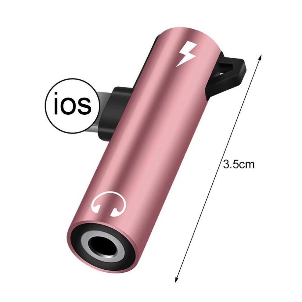 (rose gold) 2 In 1 Audio Adapter Metal Alloy 3.5mm Jack Earphone Audio Charging Cable Connector For Iphone 12 Mini 11 Pro Max X Xr Xs Max 8