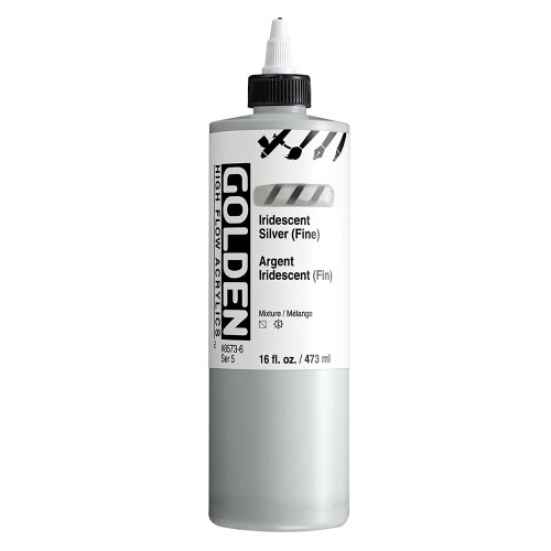 High Flow Acrylics από GOLDEN, Ιριδίζον Ασημί, 16 fl. oz. Μπουκάλι, Επαγγελματική Ακρυλική Πάστα 2