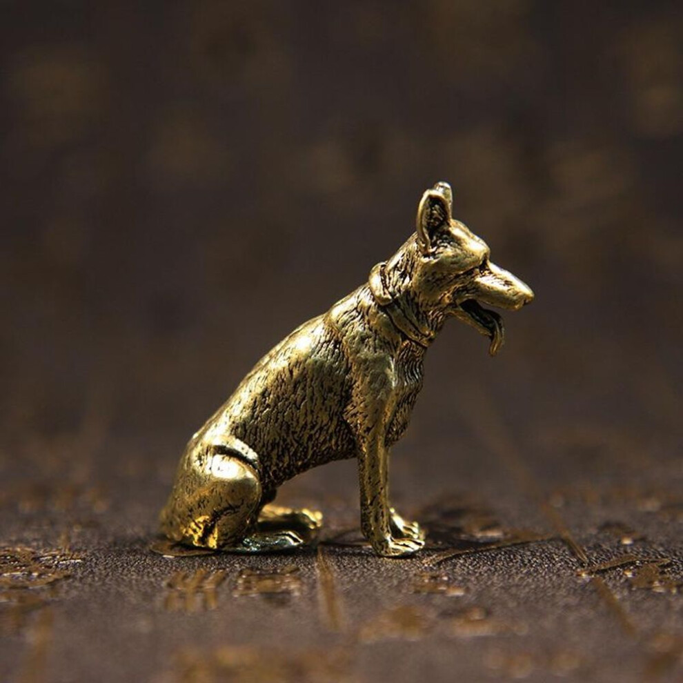 Brass Lucky Fortune Dog Home Decoration Small Ornaments Little Puppy Bronze Chinese Desktop Small Figurines Copper Wolf Tea Pets
