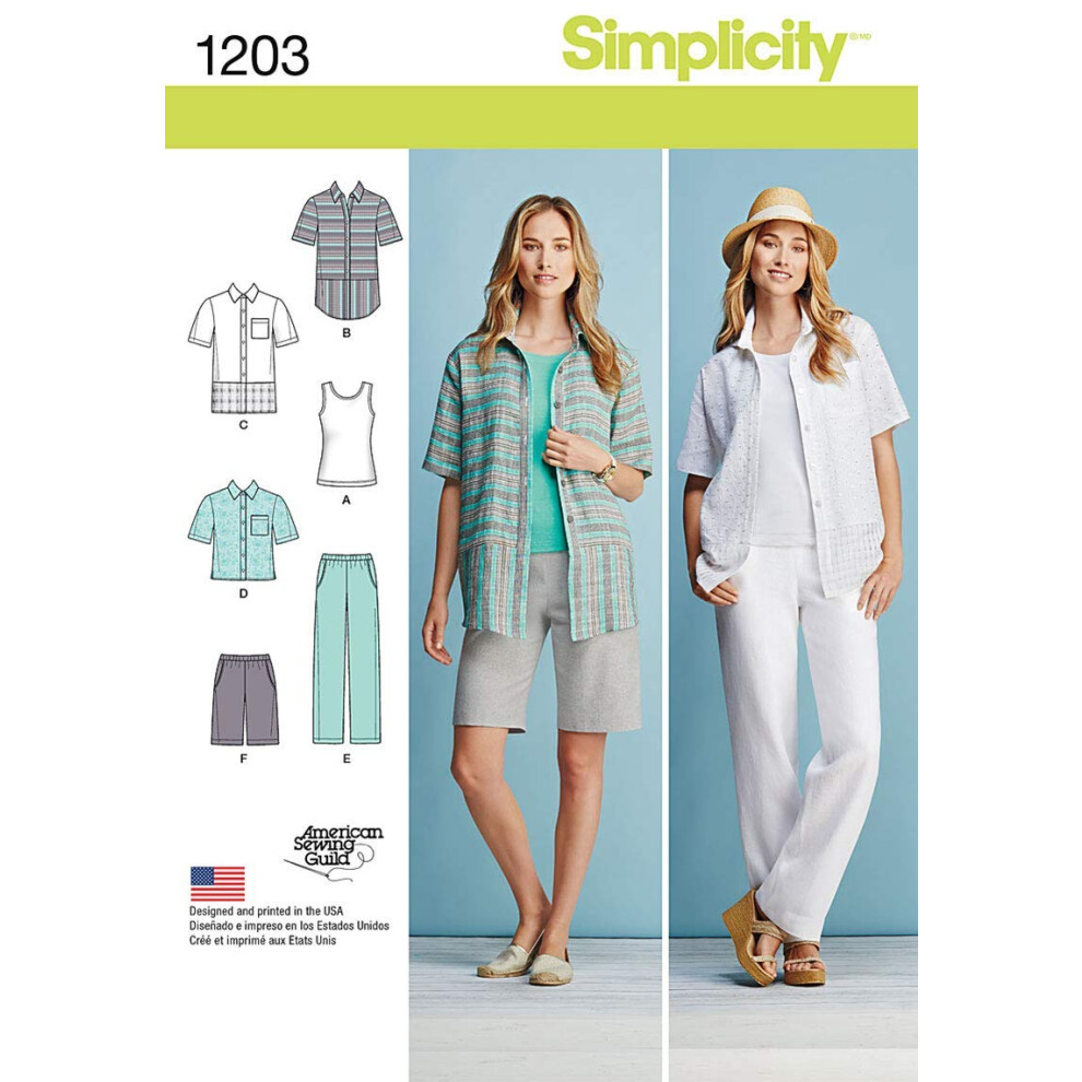Patron de couture pour débardeur, pantalon et short pour femme Simplicity 1203, tailles 1018