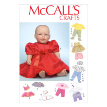 McCall's Pattern MC7066 OSZ Roupas e acess   rios para 11 """" 12 ""e 15"" ""16"" ""Baby Dolls One Size Off White