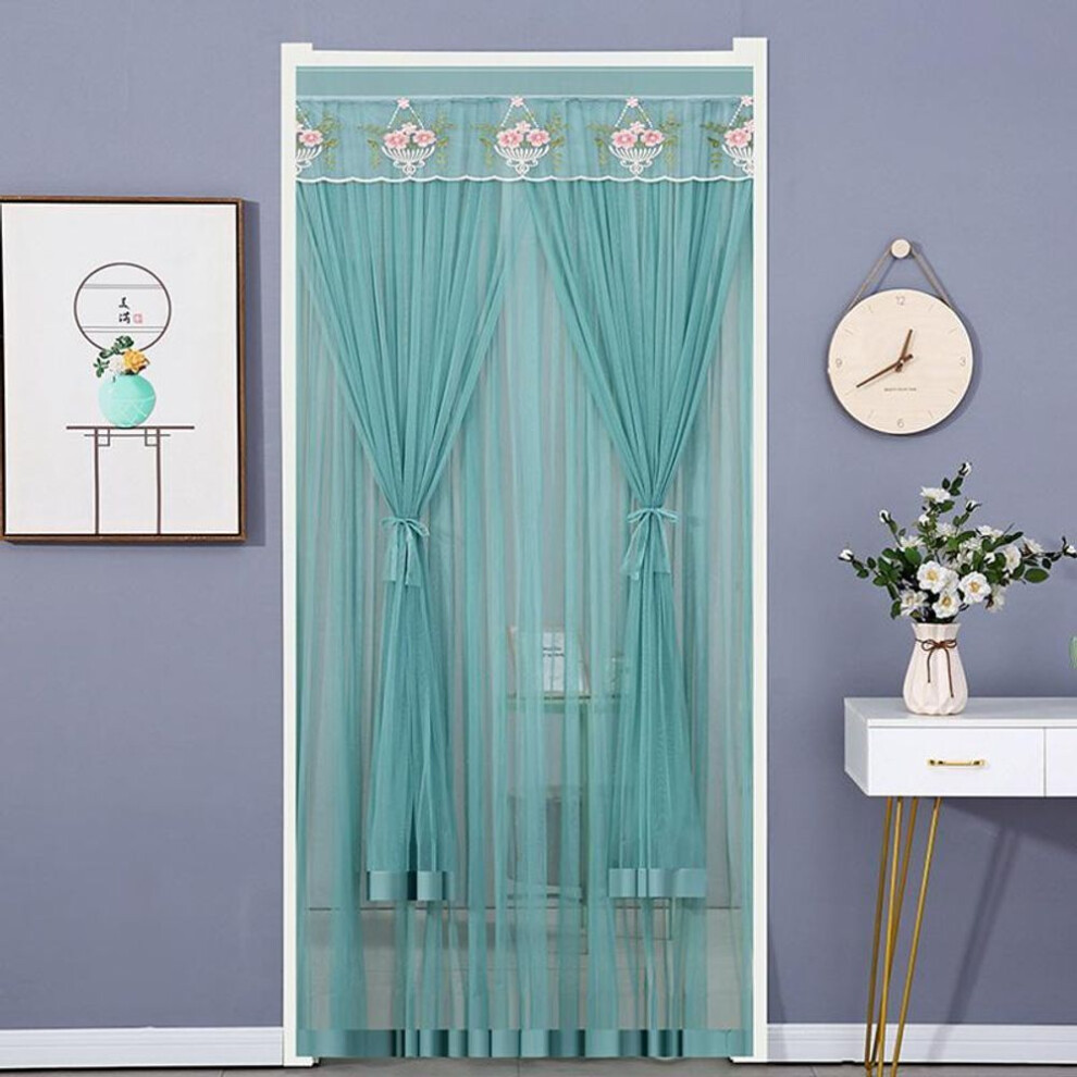 (green, 100x200cm) 1pc Lace Polyester Mosquito Proof Door Net Screen Hanging Door Curtain Side Fly Free-punch