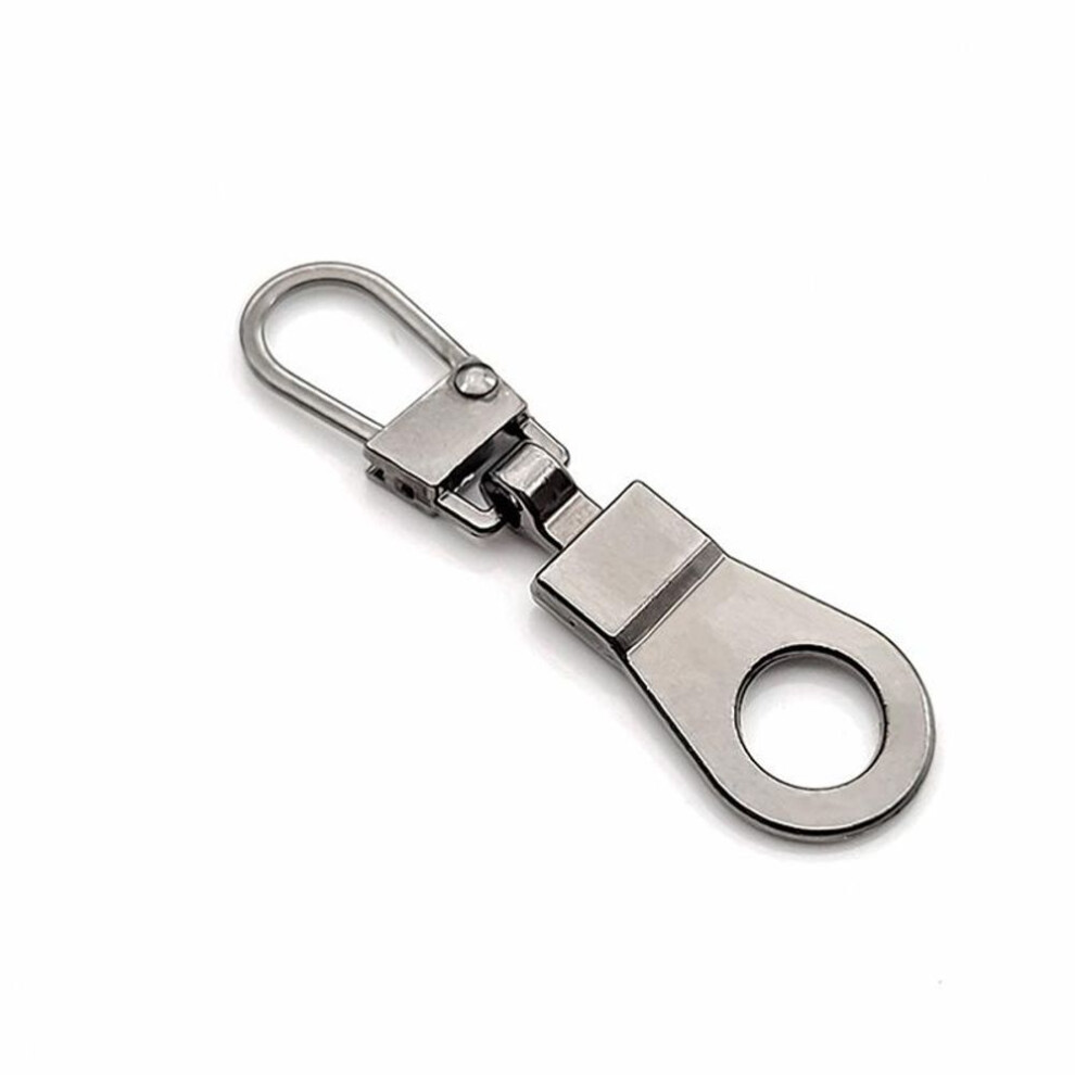 (silver gray, 5pc) 5pc Repair Detachable Zipper Sliders Head Puller Zipper Head Replacement Tab Luggage Purses