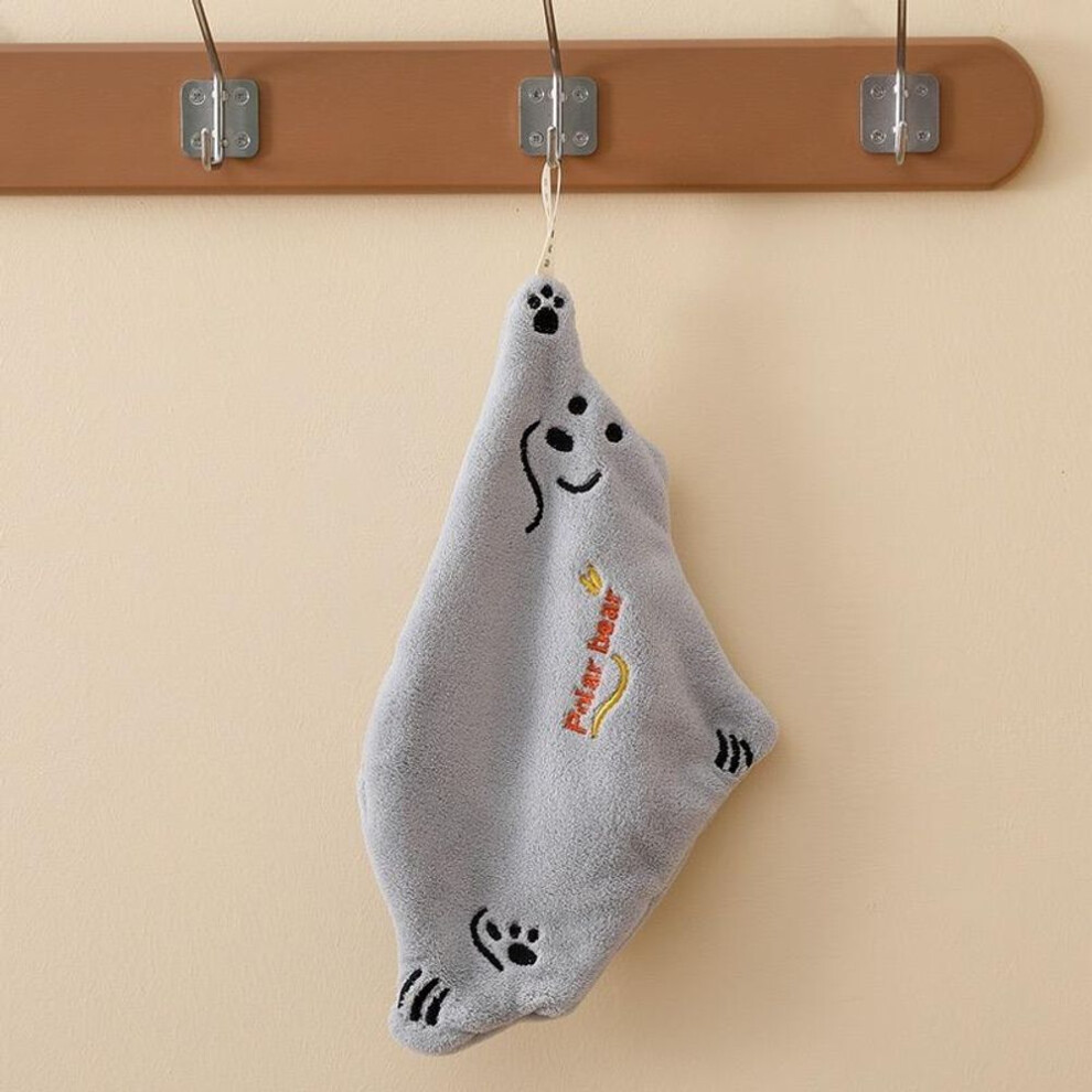(grey) Cute Kids Hand Towels With Hanging Loop Funny Beer Hand Towels For Bathroom Kitchen Cartoon Animal Hanging Washcloths Soft Absorbent Hand Towels