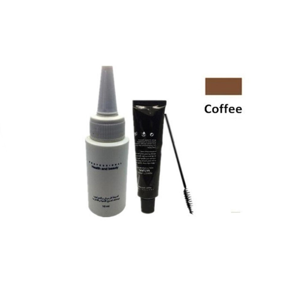 (coffee) Dye Longlasting Waterproof Eyebrow Tint Cream Eyelash Mascara Enhancer Eye Makeup Cosmetic Set