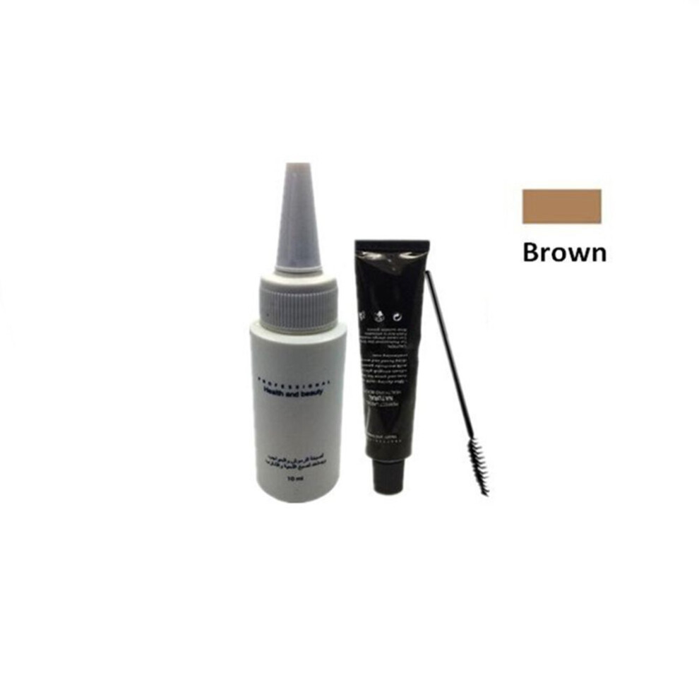 (brown) Dye Longlasting Waterproof Eyebrow Tint Cream Eyelash Mascara Enhancer Eye Makeup Cosmetic Set